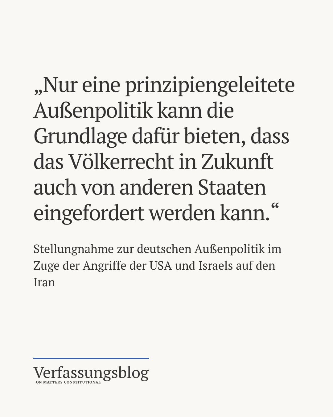 Stellungnahme zur deutschen Außenpolitik im Zuge der Angriffe der USA und Israels auf den Iran